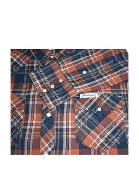 True Religion Men's Plaid Western Pearl Snap Button Cowboy Shirt Size XL
